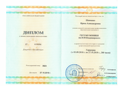 Сертификат Шевченко Ирина Александровна