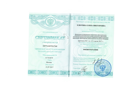 Сертификат Власова Елена Викторовна